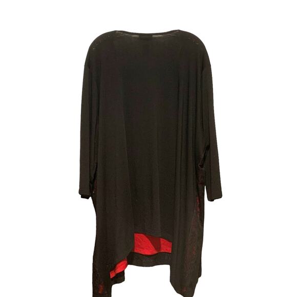 Black Lace Over Red Tunic Stretch Goth Witchy Catherines Top 3X 26/28W Romantic - Picture 6 of 7